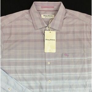 Tommy Bahama Siesta Key Shirt Mens M Purple Blue Ombre Plaid LS Button Up Casual